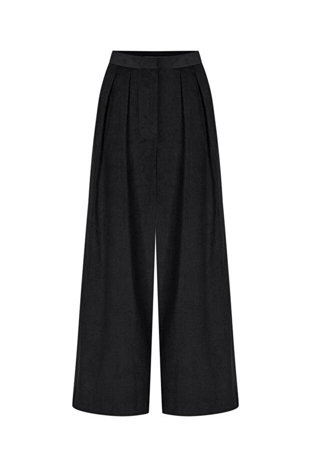 Anthracite Velvet Palazzo Trousers