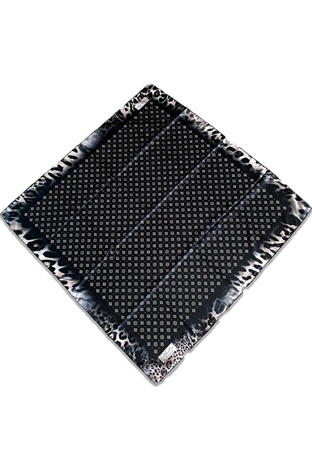 Black Mixed Pattern Classical Scarf 1623-02 34440