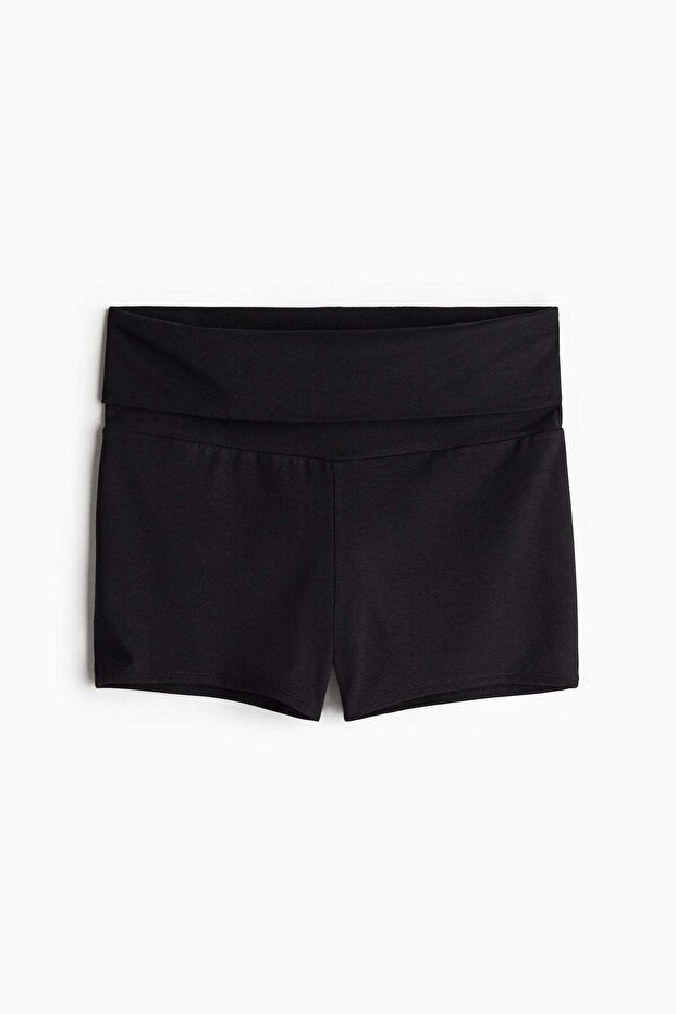 Foldover-waist mini shorts