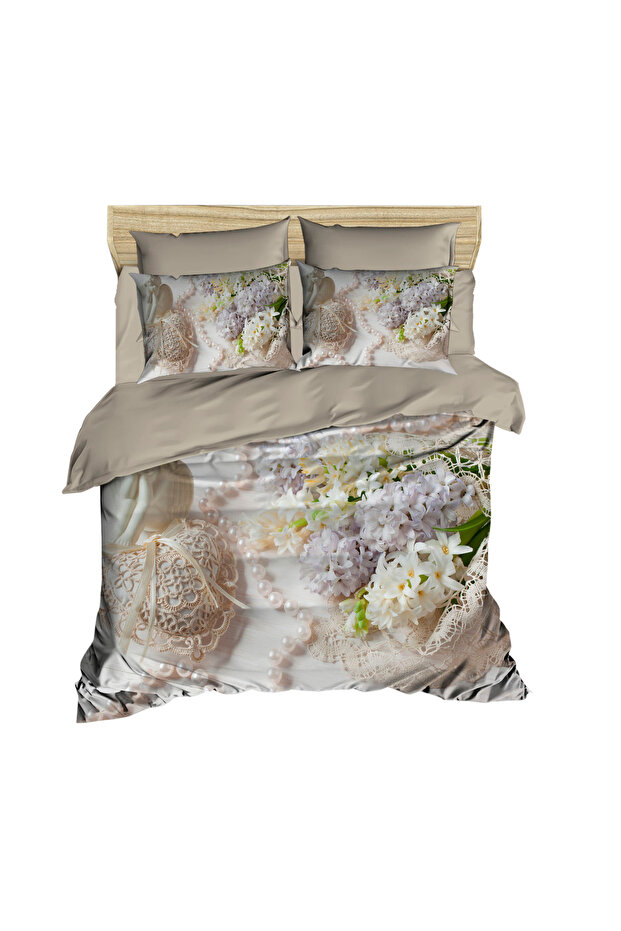 Floral Pearls 3D Double Duvet Cover Pillow Set
