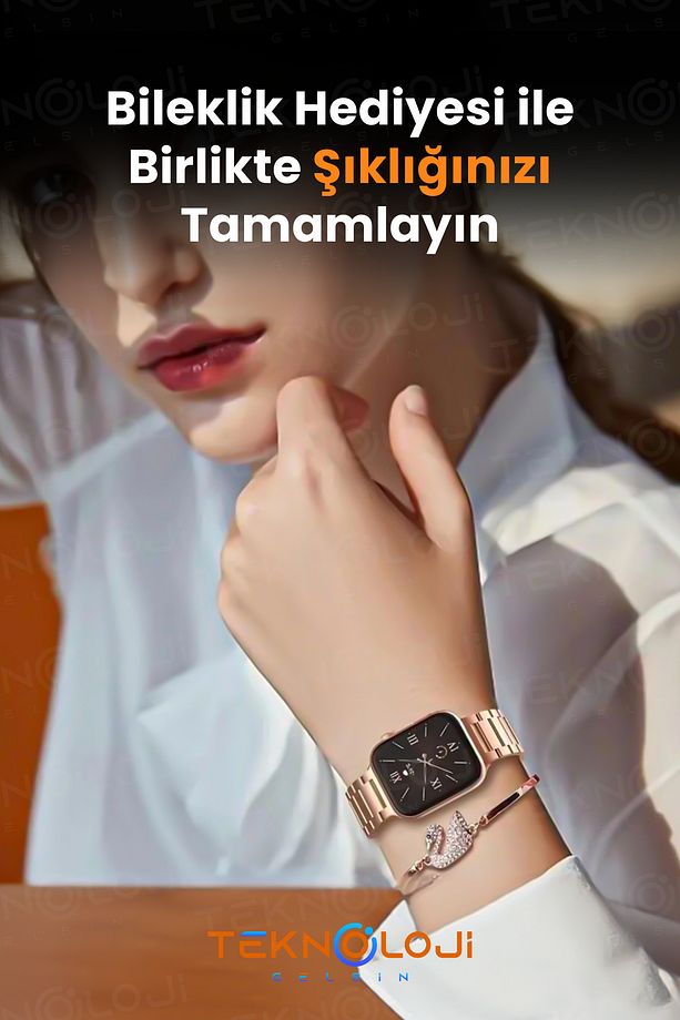 Kadın Akıllı Saat Smart Watch TK30 Mini Flamingo Kolye Hediyeli Ios ve Android Uyumlu 38m 2.2inç - 5