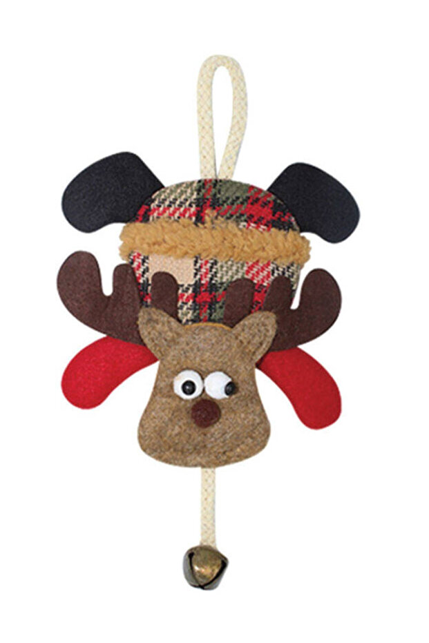 Christmas Door Ornament Plaid Belled Deer 20 cm