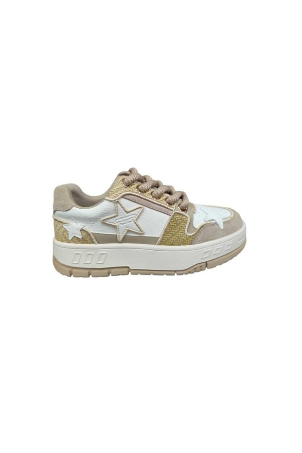 24K343 Thick Sole Star Detail Women's Sports Shoes