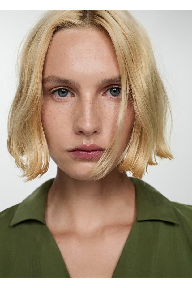 Düğmeli modal elbise - 7