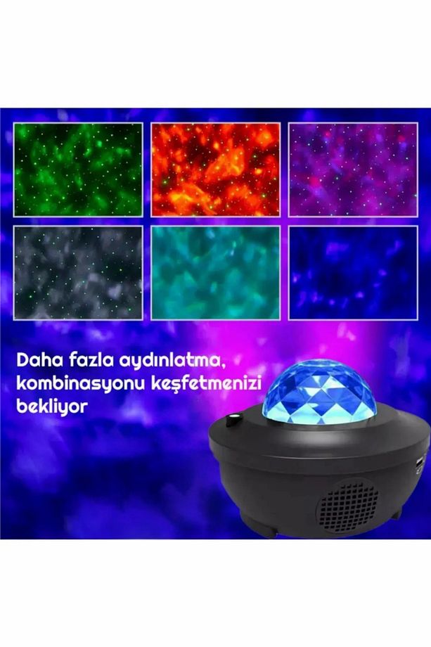 Deluxe Starry Galaxy Projektör Bluetooth Hoparlör Sese Duyarlı Parti Gece Lambası, Tavan Aydınlatıcı - 4