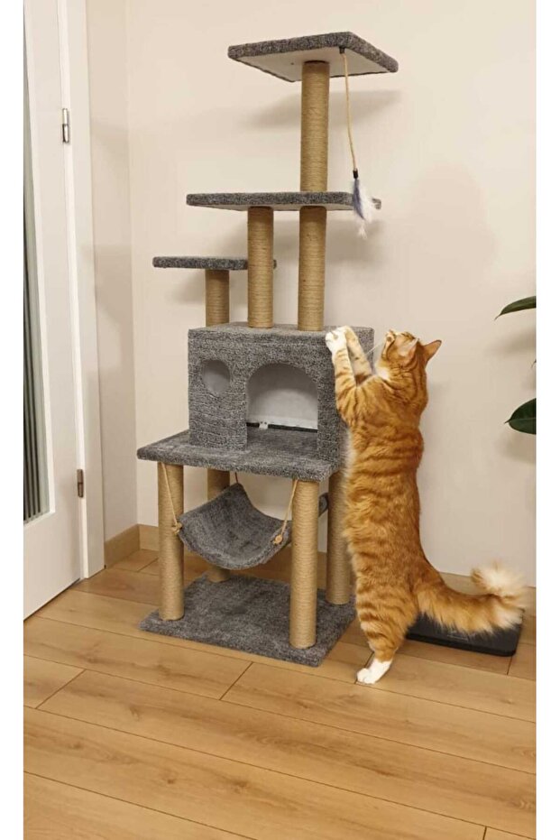 Luxury Cat Scratching House and Play Platform - with Hammock and Nest