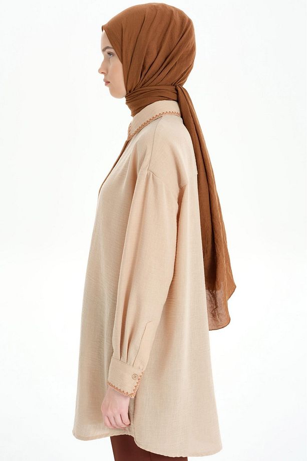 Nakış Detaylı Tunik - Camel - 5