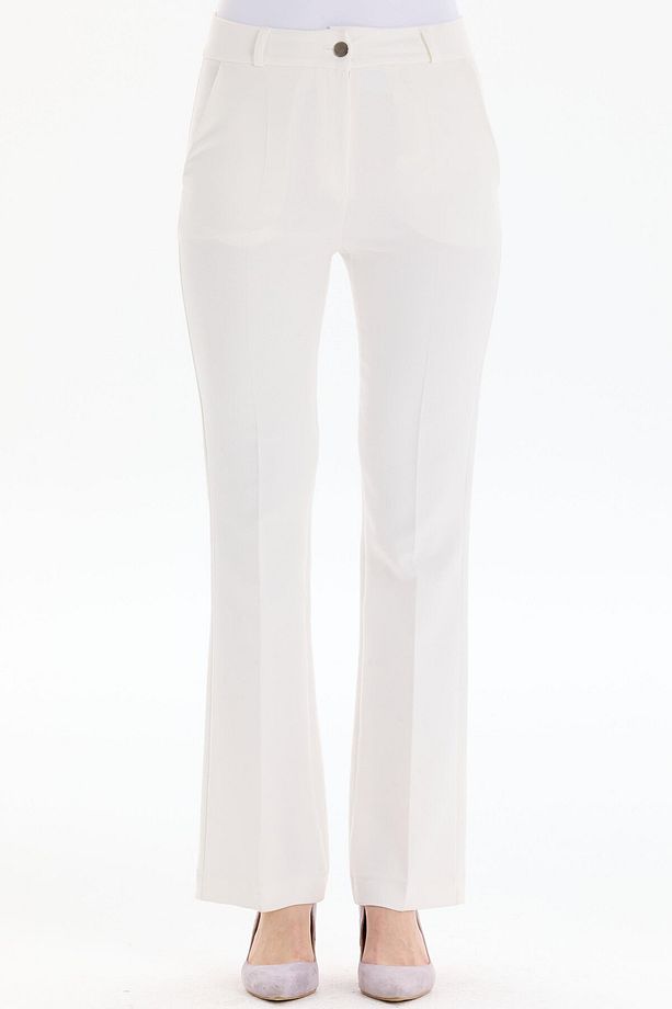 İspanyol Paça Basic Pantolon - Ekru - 4