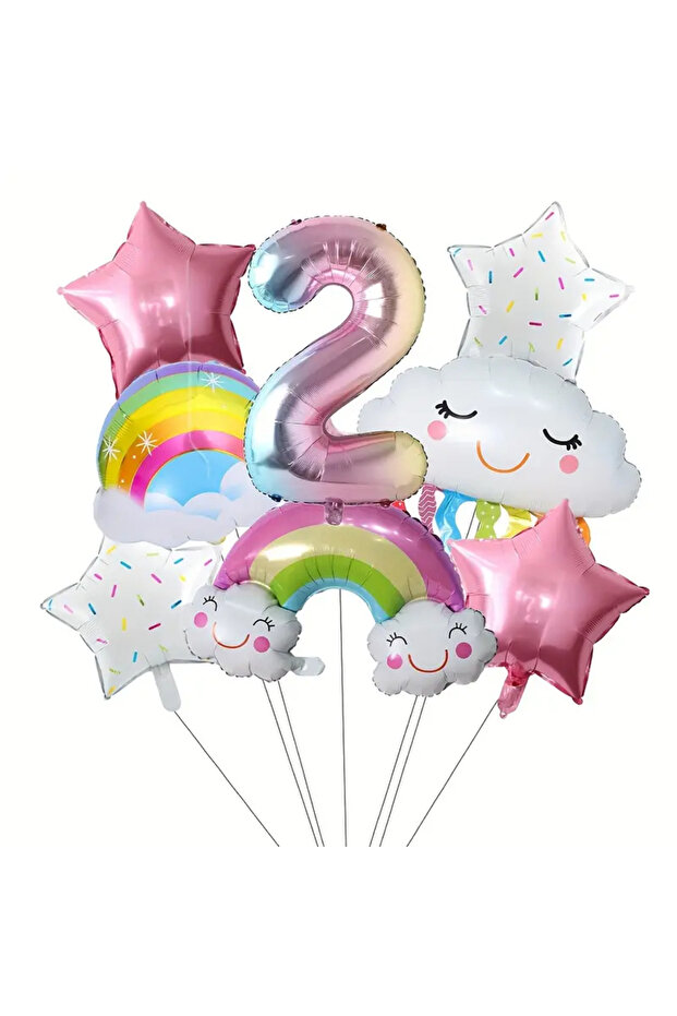 Rainbow Themed Party Set Figure Foil Balloon Rainbow Foil Balloon-2 Years
