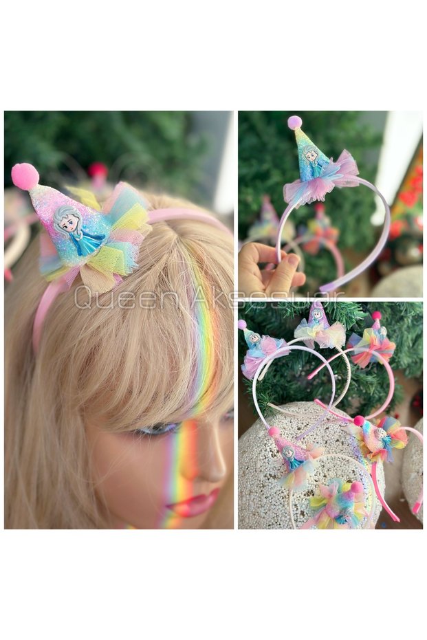 Design Tulle Shiny Glitter Colorful Colorful Rainbow Baby Kids Birthday Crown Hat Elsa Crown