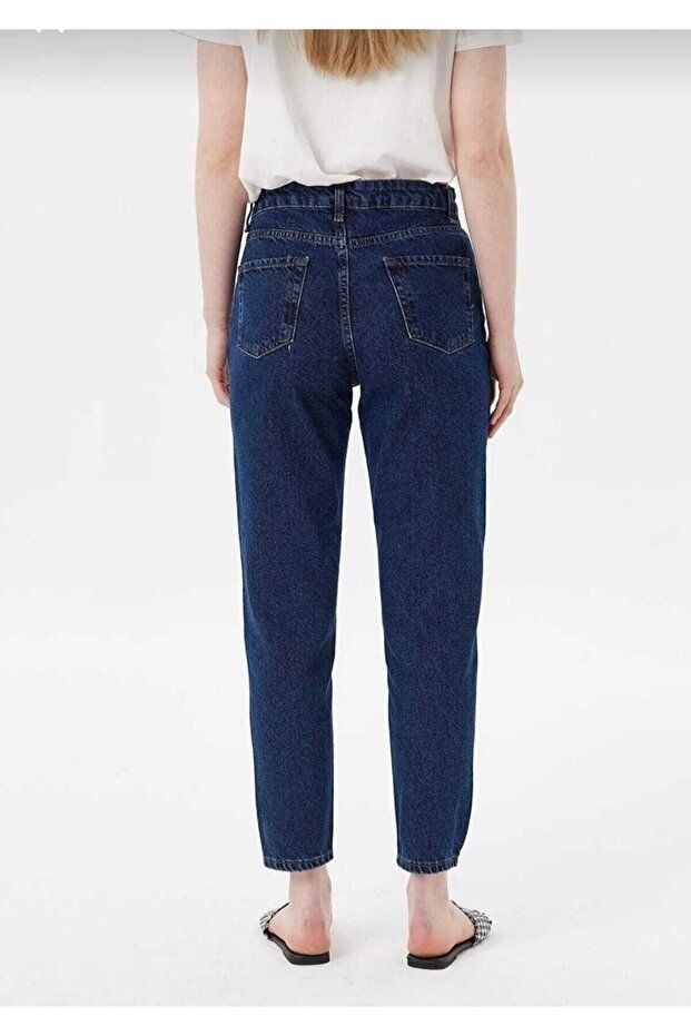 Stager Dark Blue High Waist Lycra Mom Jeans