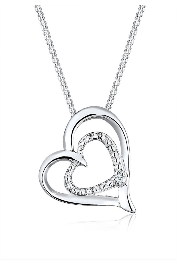 Dámský náhrdelník ve tvaru srdce s diamantem (0,015 ct.) ze sterlingového stříbra 925 - 1