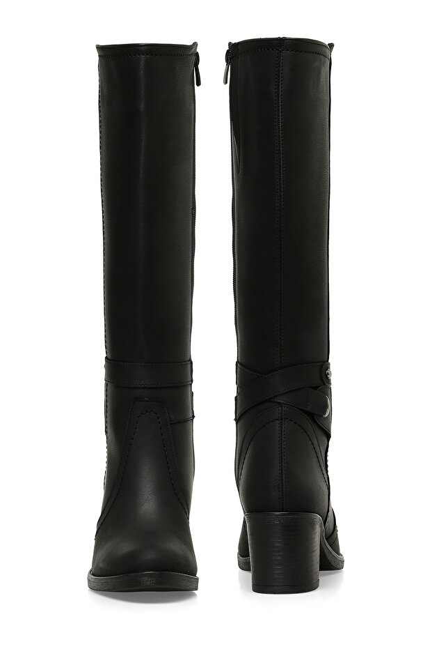 24K-1032 4PR Siyah Kadın Topuklu Çizme - 4