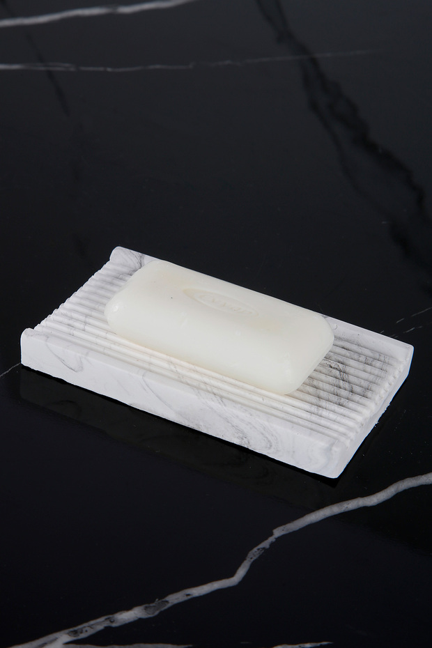موزع صابون صلب خرساني مستطيل من سلسلة Marble - 1