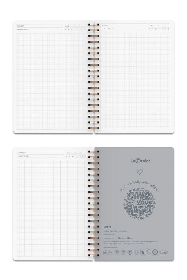 Kraft Ofis Defter Spiralli Kareli Lacivert - 3
