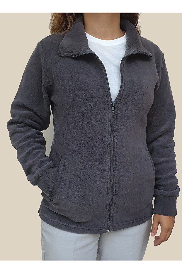 Kadın Kışlık Slim Fit Kalıp Cepli Polar Mont-ceket - 2