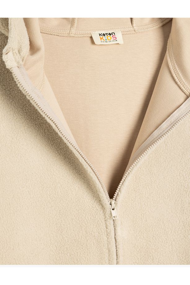 Fermuarlı Cep Detaylı Uzun Kollu Basic Kapşonlu Sweatshirt - 4