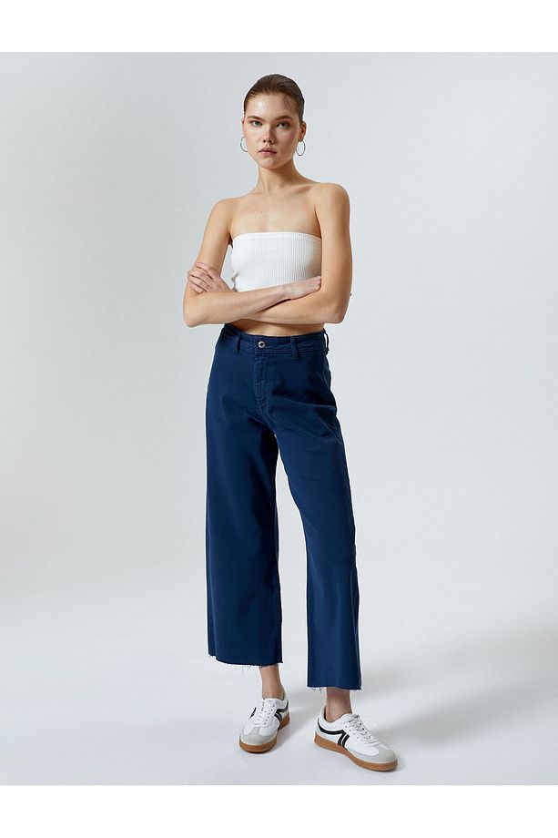 Geniş Kısa Paça Kot Pantolon Yüksek Bel - Sandra Jeans - 1
