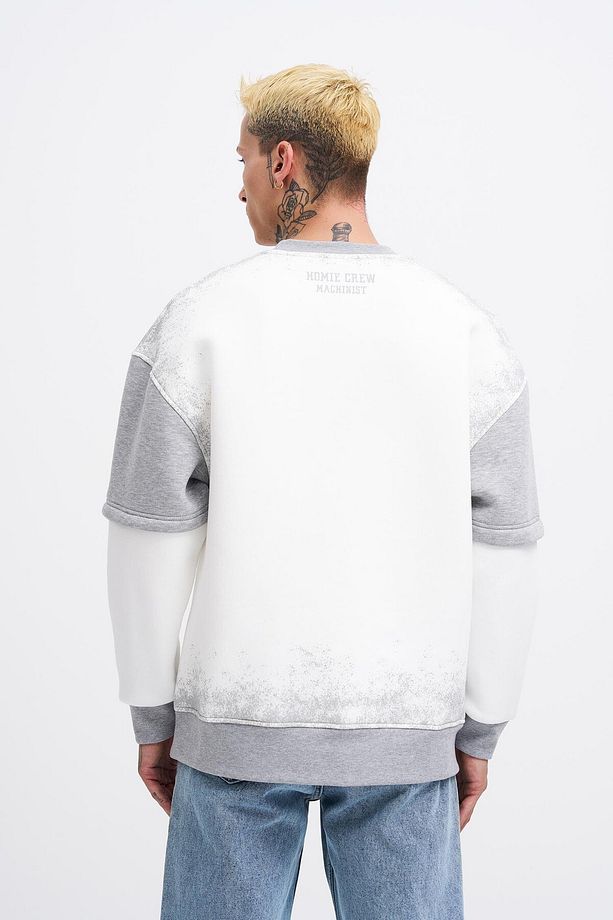 Erkek Double Layer Ekru Sweatshirt - 3