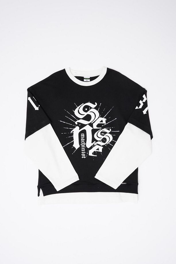 Erkek Contrast Layerd Siyah Ekru Sweatshirt - 7