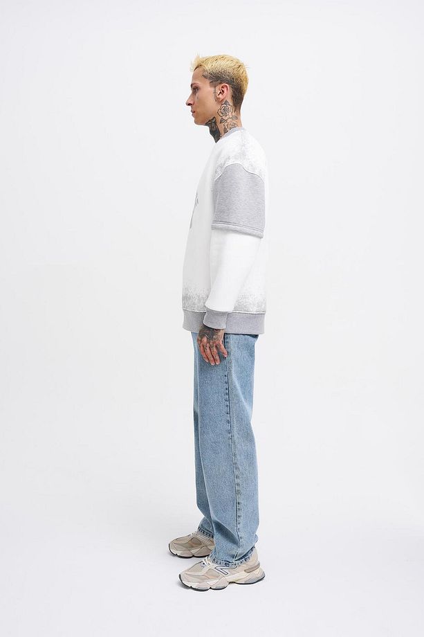 Erkek Double Layer Ekru Sweatshirt - 5