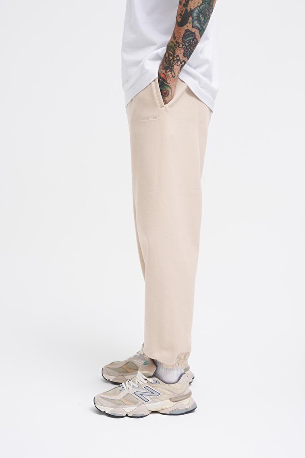 Erkek Basic Diagornel Jogger Açık Bej Eşofman Altı - 3