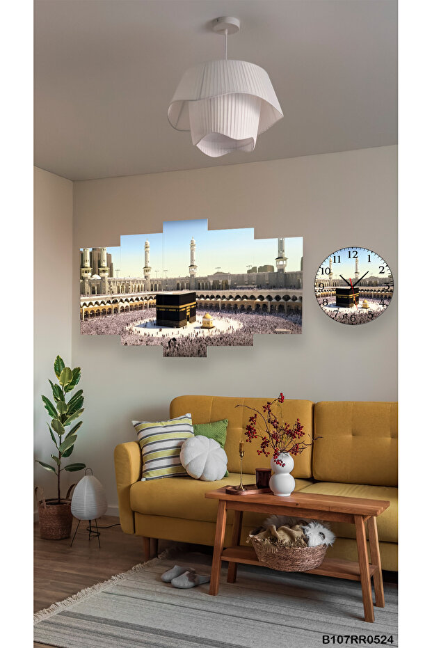 Kabe Tablo Duvar Mdf Tablo 5 Parça Set Ve Saatli - 1