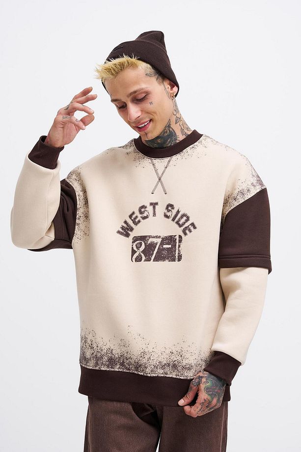 Erkek Double Layer Sweatshirt SOFT BEIGE - 2