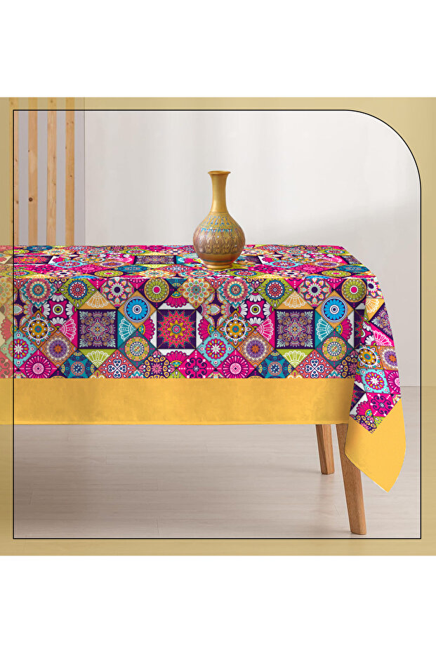 مفرش طاولة متعدد الألوان بنمط عرقي - 1