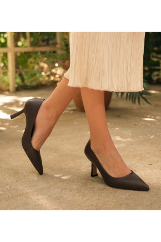 PM537 K200 Tam Kalıp Sivri Burun  Şık 8cm Topuk Stiletto Ayakkabı - 1
