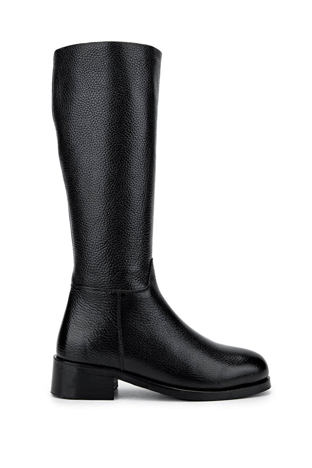 Women's Genuine Leather Black Floater Casual Boots