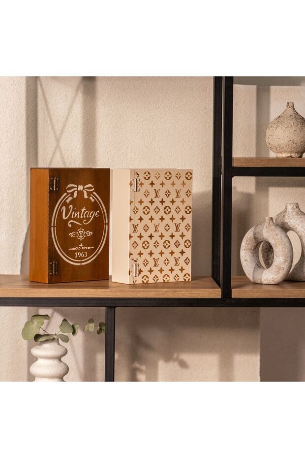 مجموعة صناديق مزخرفة بمظهر الكتاب - 1