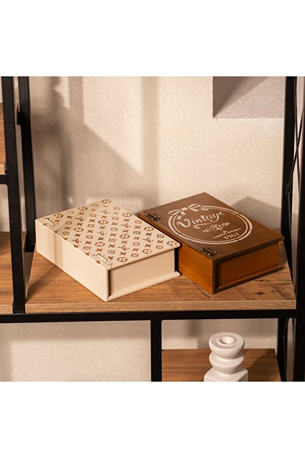 مجموعة صناديق مزخرفة بمظهر الكتاب - 2
