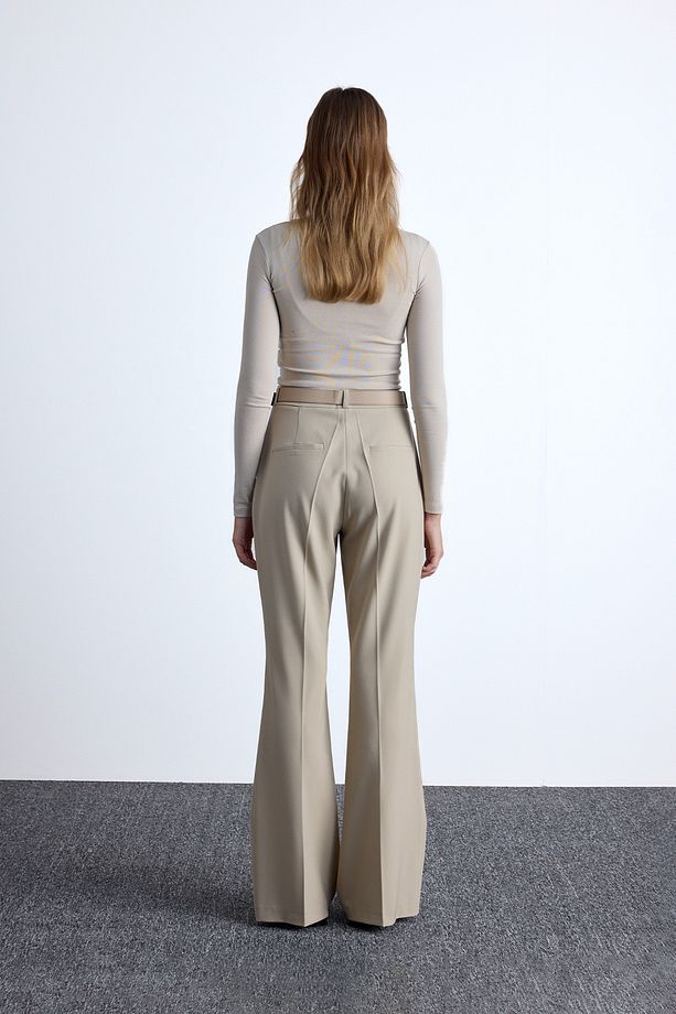 FLARE PAÇA KLASİK PANTOLON BEJ - 8