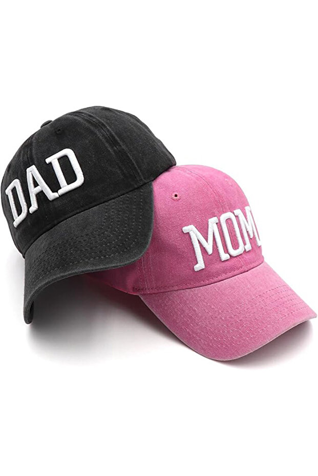 Mom & Dad 2 Pairs of Double-Wash Hats