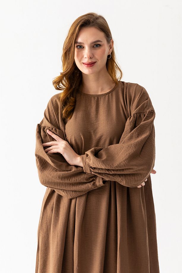 Oversize Suzi Elbise Acı Kahve - 5