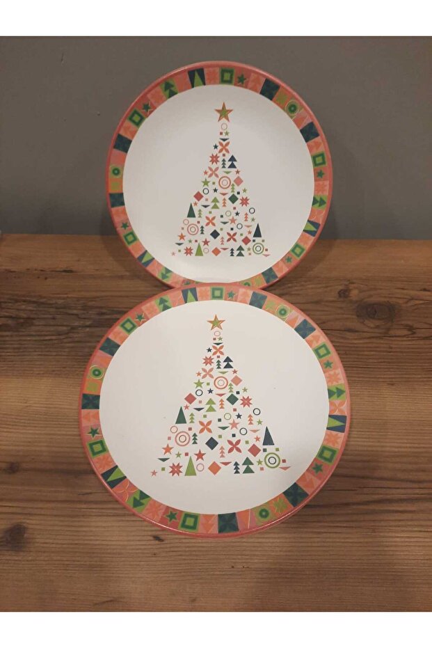 KERAMİKA SERVİS TABAĞI 26 CM 6 ADET MAT DESENLİ YILBAŞI - 2