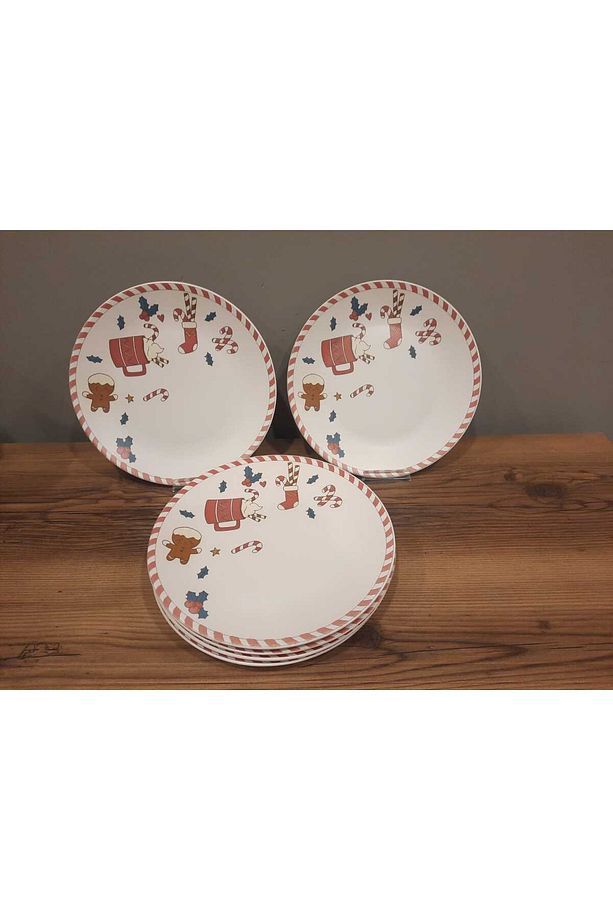 KERAMİKA SERVİS TABAĞI 26 CM 6 ADET MAT DESENLİ YILBAŞI - 8