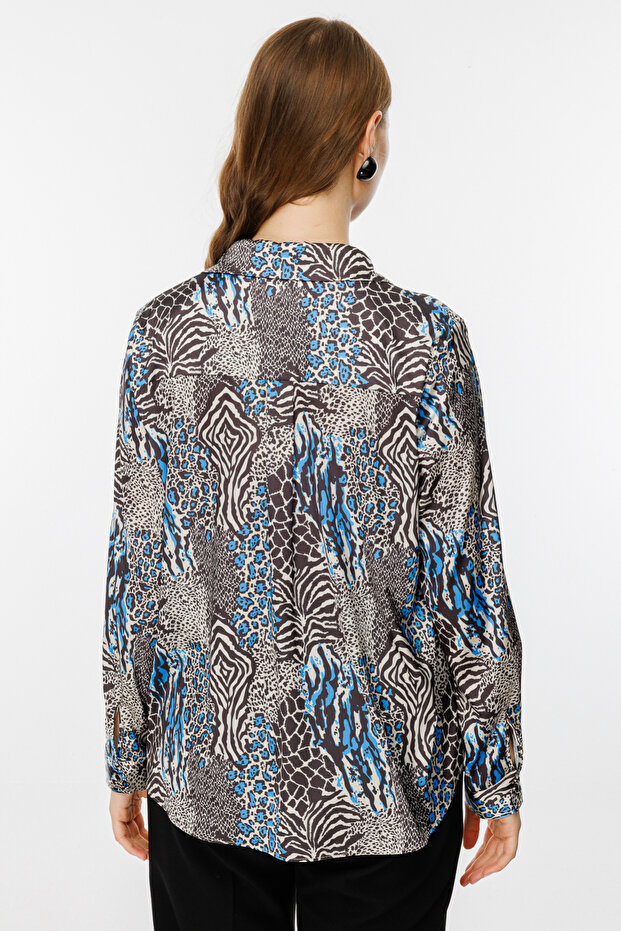 Polo Yaka Desenli Bluz - 5