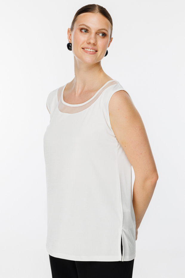 Yakası Tül Basic Bluz - 3