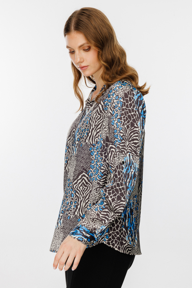 Polo Yaka Desenli Bluz - 3