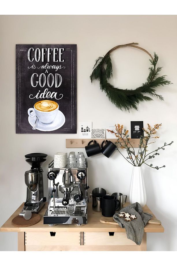 Mutfak Kahve Köşesi coffee menü Yazılı fincan kupa Dekor Konsept Tablo MDF Baskı - 1