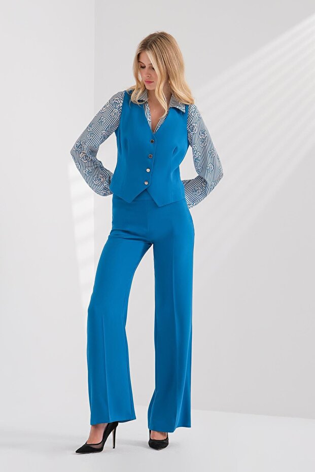 Gold Metal Düğmeli Yelek - 4