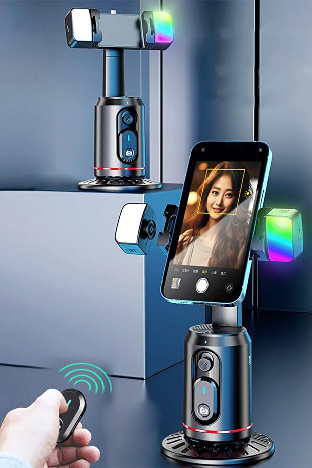 Bluetooth Kumandalı - LED Işıklı Yüz ve Hareket Takibi Yapan Tripod - 3