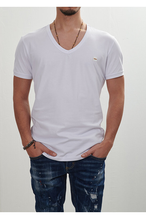 Basic Derin Yaka T-Shirt - 2