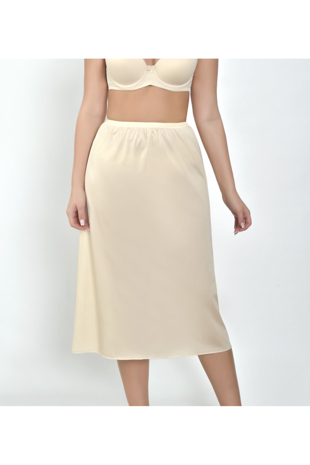 Knee-Length Jersey Skirt Lining Underskirt 1-Pack Quality Product Beige Color (W4006)