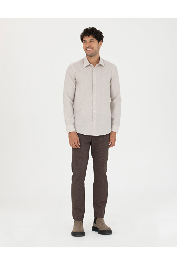 Brown Slim Fit Canvas Trousers 50278440-Vr029