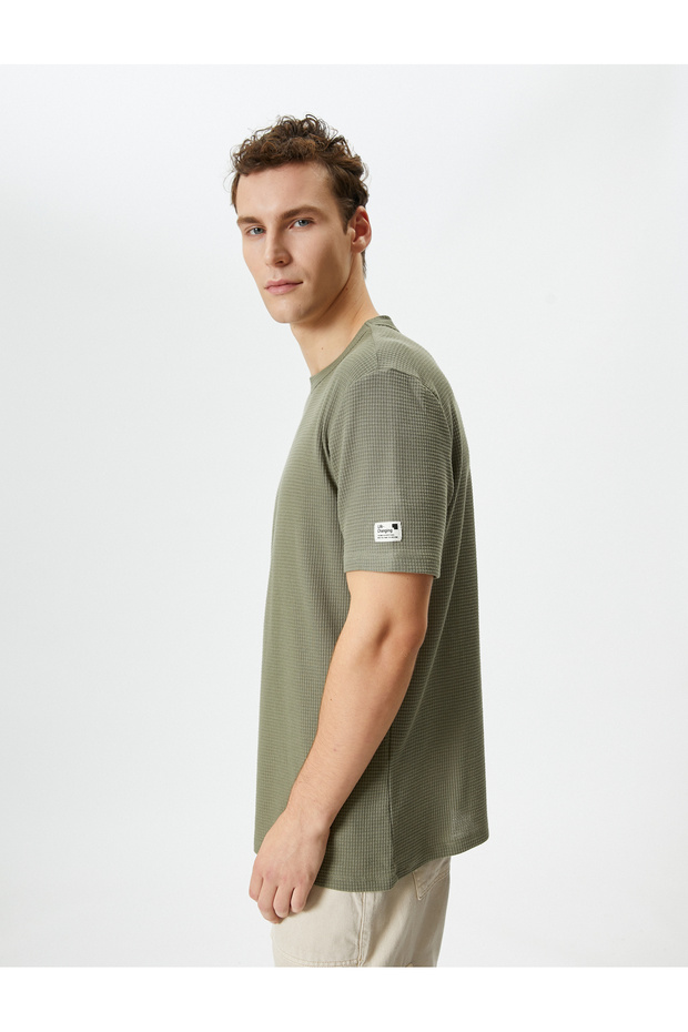 4SAM10074HK Koton Men's T-shirt KHAKI