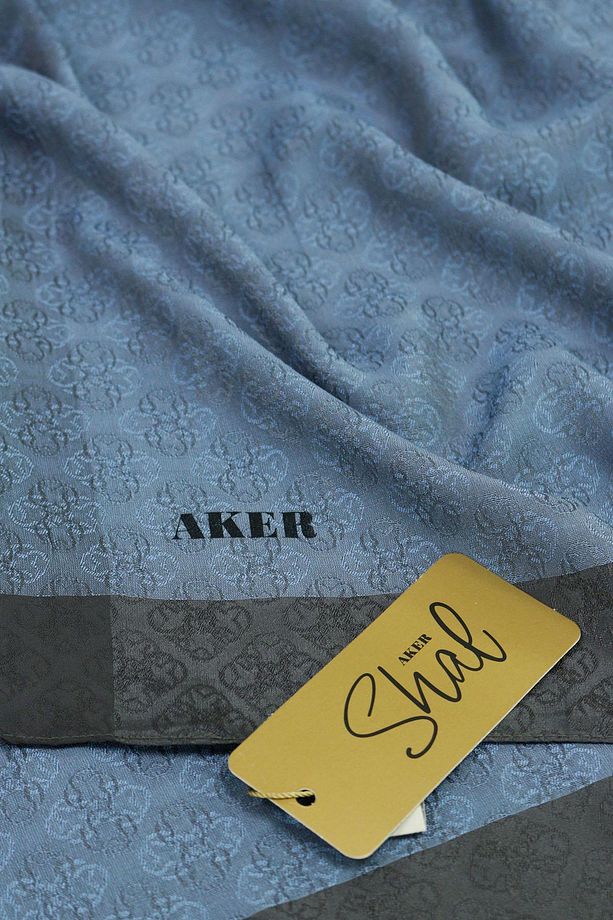 Jakarlı Şal - Monogram Desen - BF6060900-924 - İndigo - 1