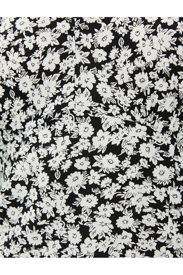 Mini Çiçekli Elbise V Yaka Kısa Kollu Ecovero® Viscose - 6